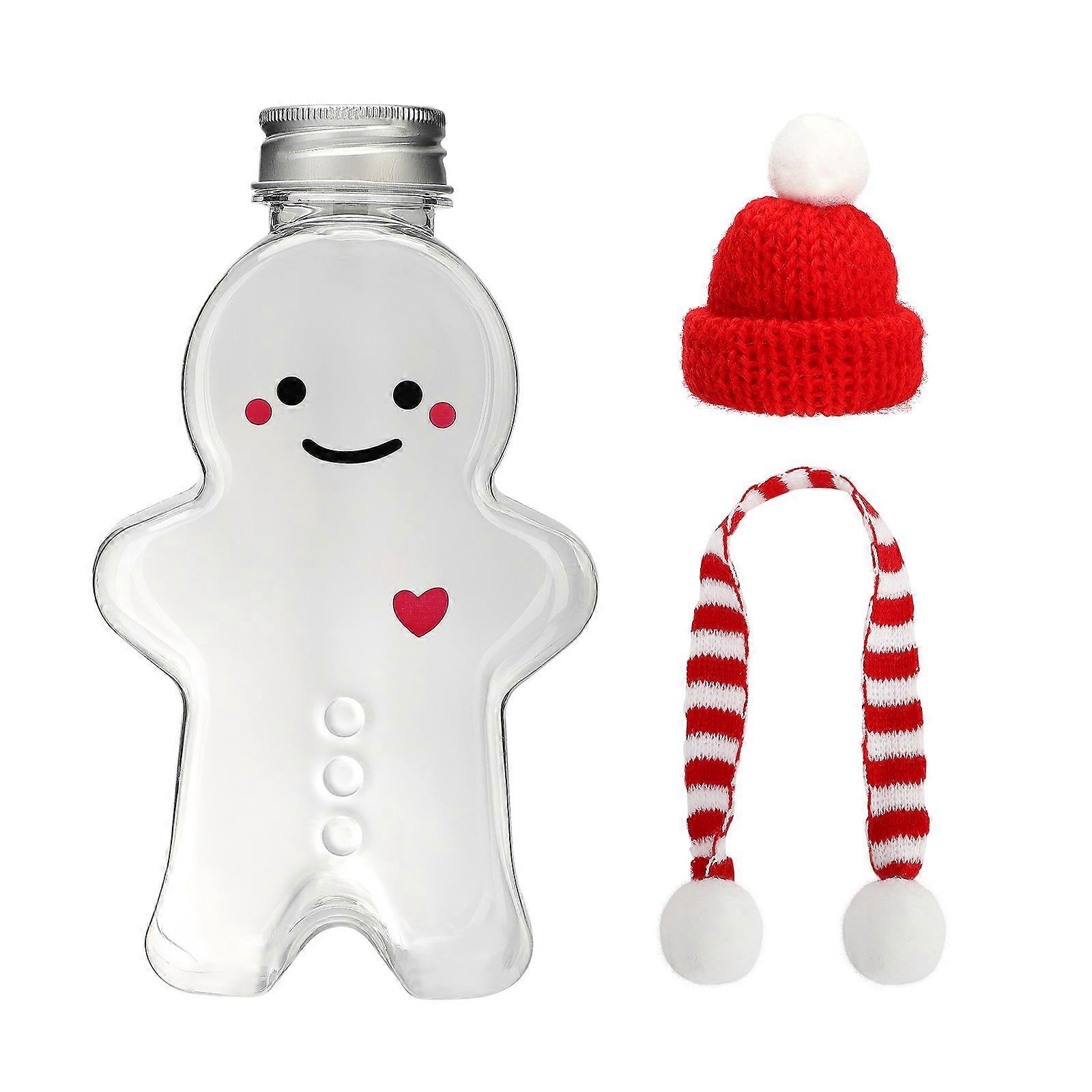 Christmas Gingerbread Man Water Bottles Reusable Plastic Juice Bottles With Caps Empty Bottles New