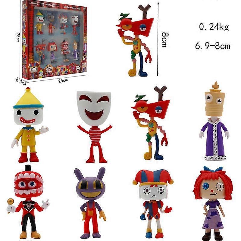 8 boxed Q-version 3-inch magical digital circus hand-made office models with movable heads and cake decorations