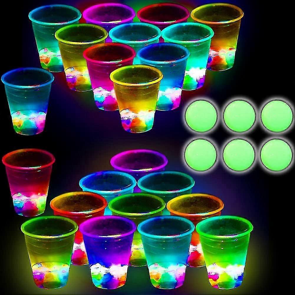 Glowing Party Beverage Pong Game For Indoor Outdoor Party Event Fun, Pack With Flashing Color Bright