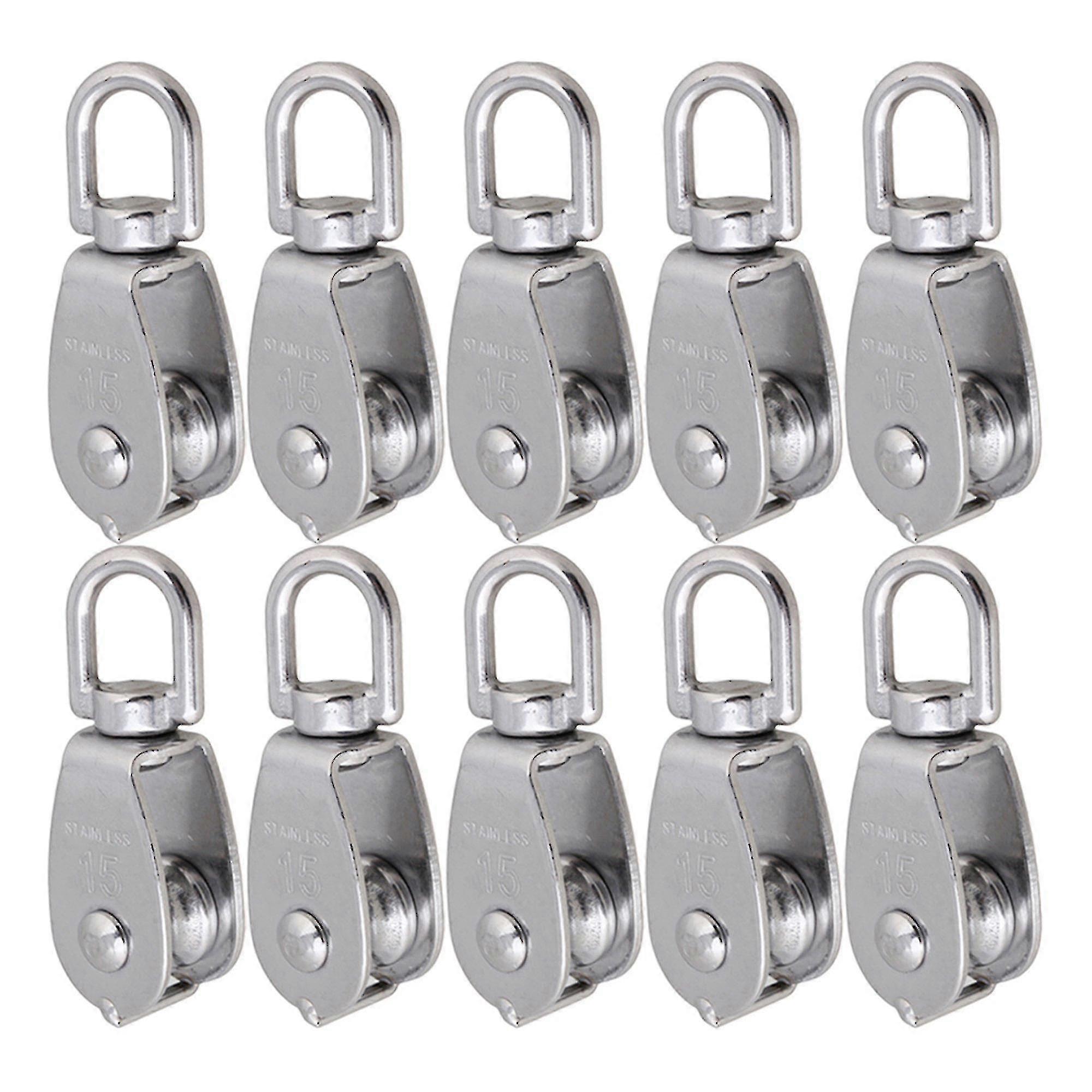 10 Pieces Silver Steel Single-sheaved M15 Pulley Block Loading Capacity 35kg