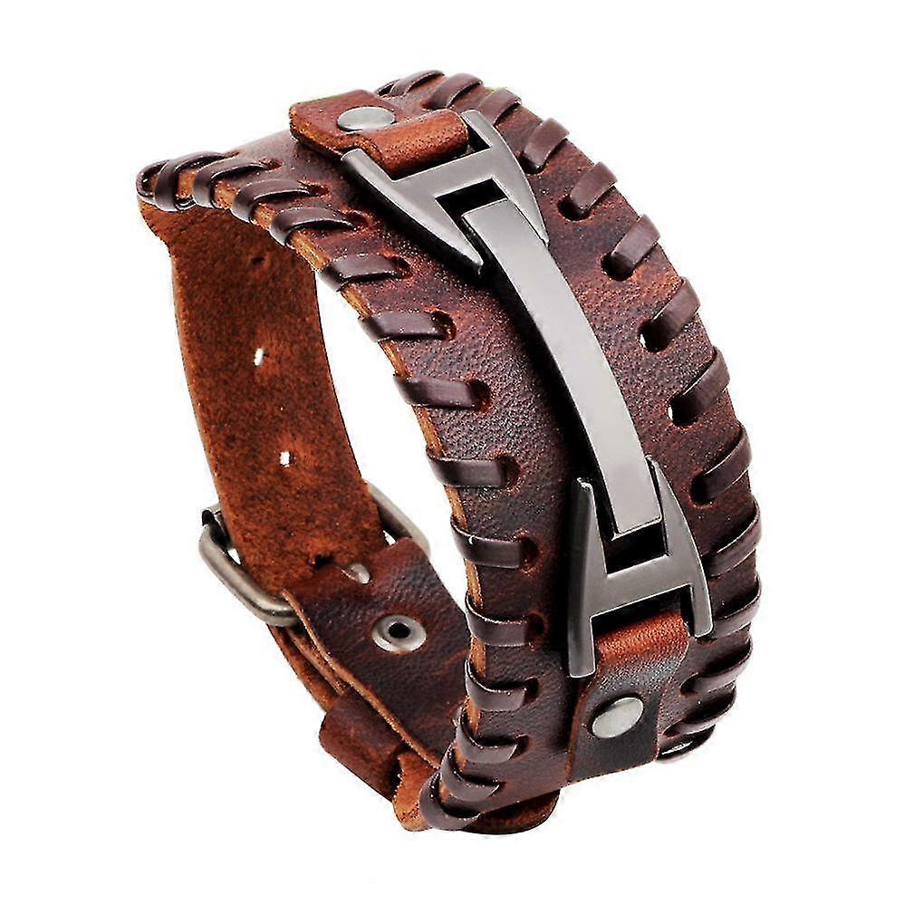 Pulsera ancha retro marrón punk