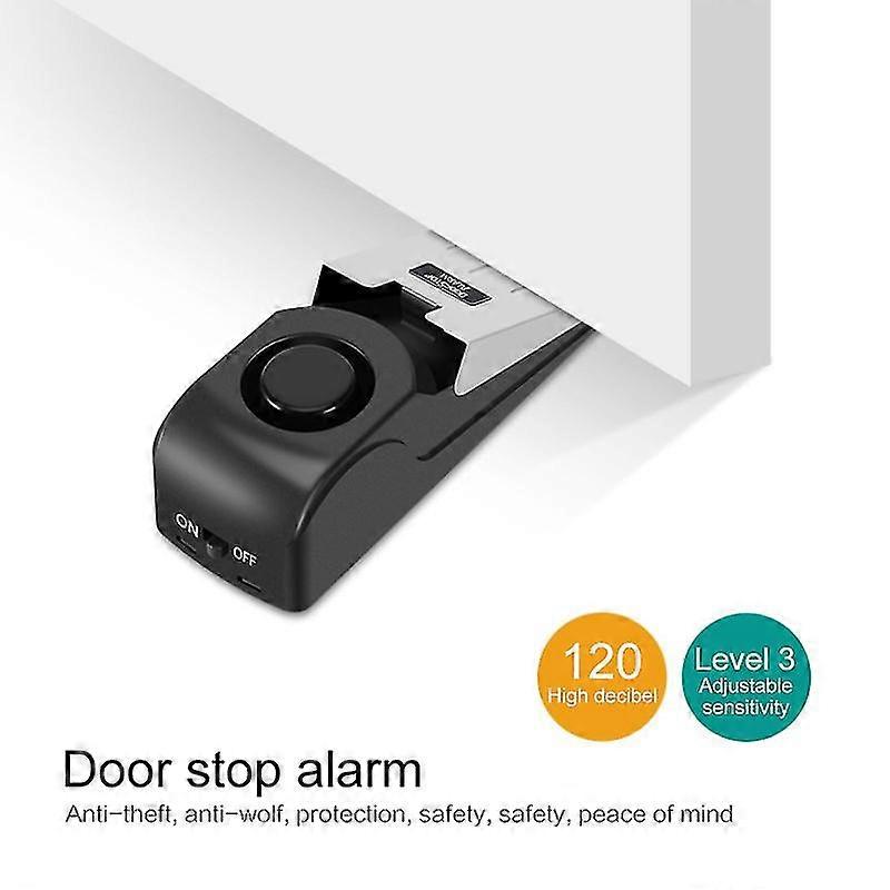 Mini Wireless Vibration Alarm 120db Door Stop Alarm Security System Block Blocking System