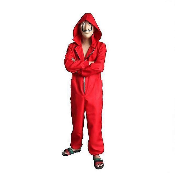 Aicos Unisex Röda Jumpsuits Mask Kostym Set