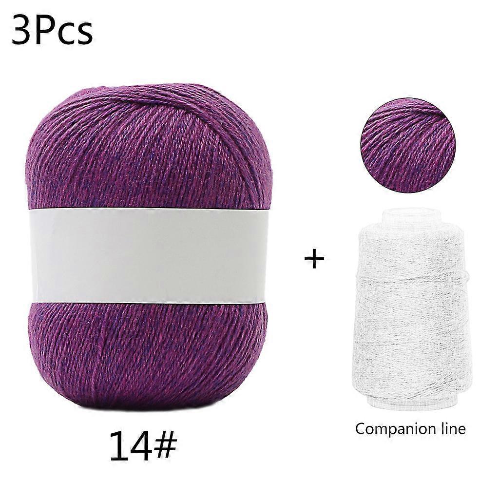 unbrand 3 ensembles long fil de cachemire en peluche 50g + 20g / set fil à tricoter à la main anti-b