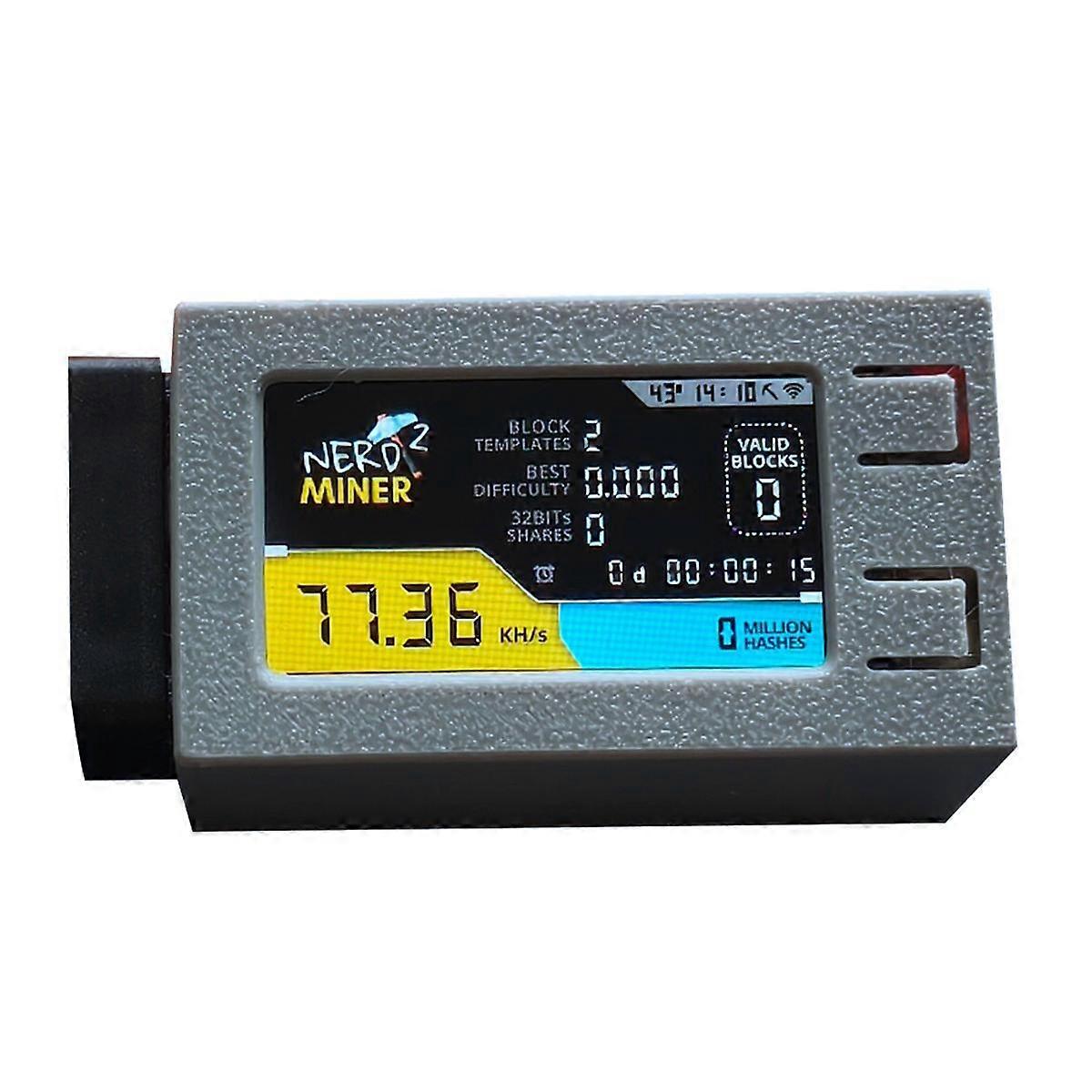 Pour Nerdminer V2 Pro Miner Hashrate 78K/S BTC Lottery Solo Miner Nerd Miner avec fan Gris