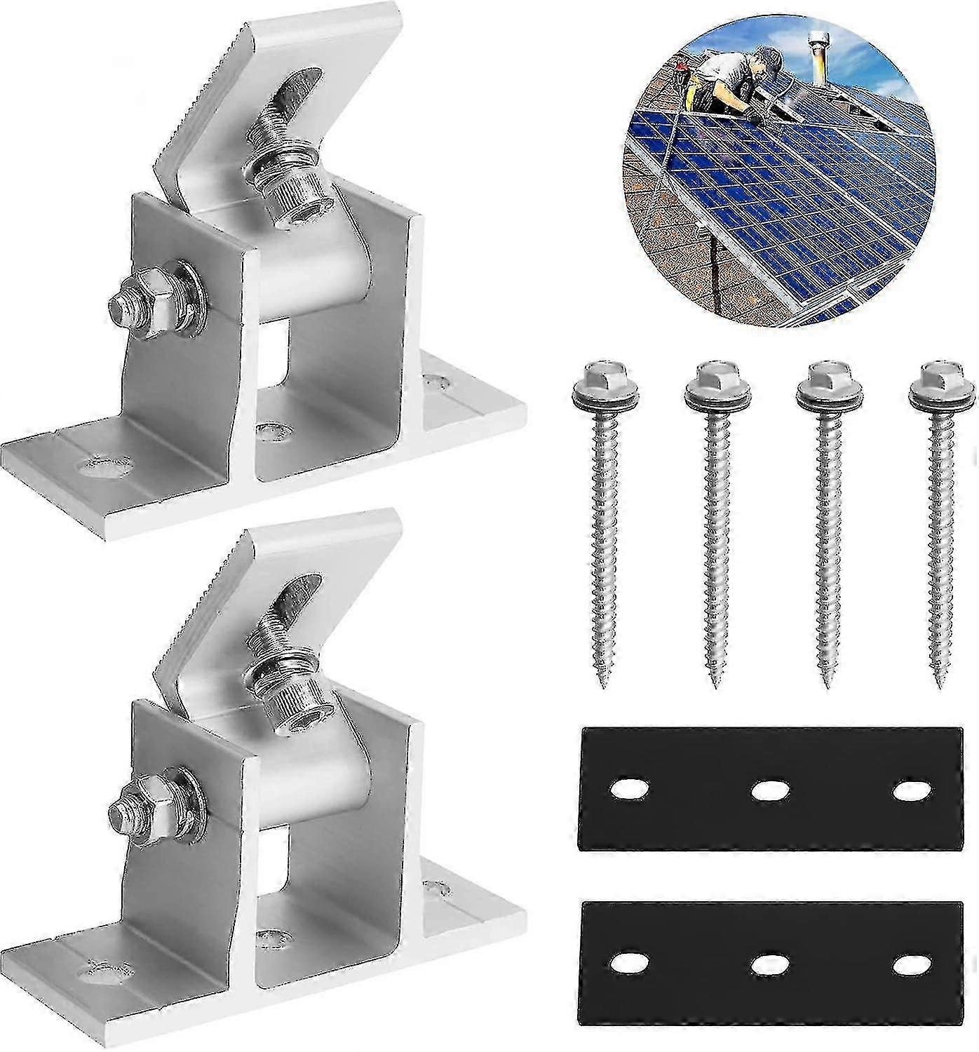2pcs Solar Panel Mounting Kit with Screws, Adjustable Aluminum