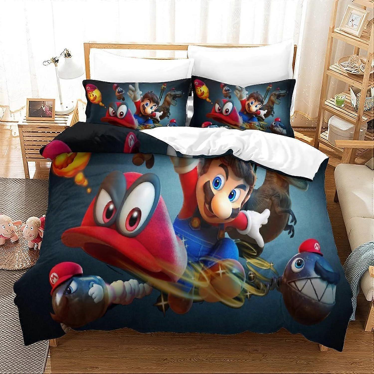 sonic vs Mario påslakan set för barn ungdomar vuxna påslakan dubbelstorlek sängkläder set med örngott mjukt mikrofibertäcke med dragkedja clo