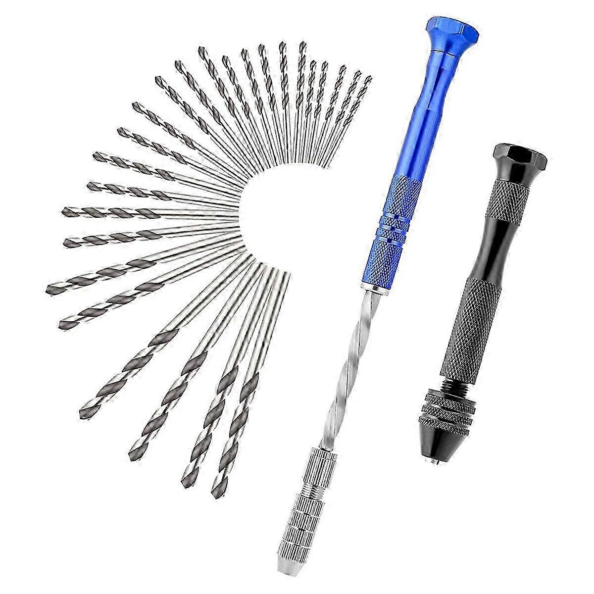 Micro-Type Pin Vise and Twist HandDrill Rottery Tool with 25Pc 0.5-3 mm Small Metal Manual Drill Bi
