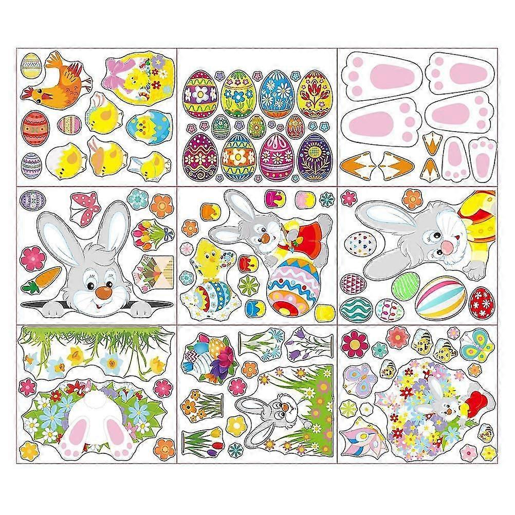 Easter Window Stickers,Easter Decoration Easter Eggs Bunny Sticker Easter Decoration Compact and Lightweight