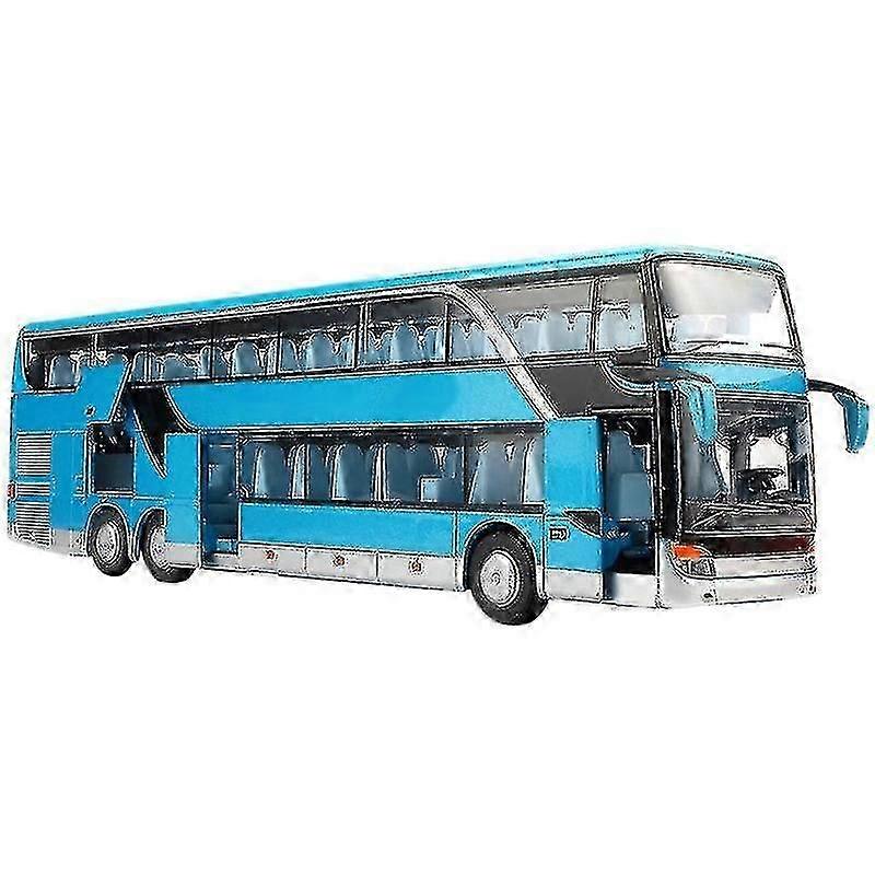 1:32 Simulation Double Sightseeing Bus Model Toy Alloy For Kids Blue