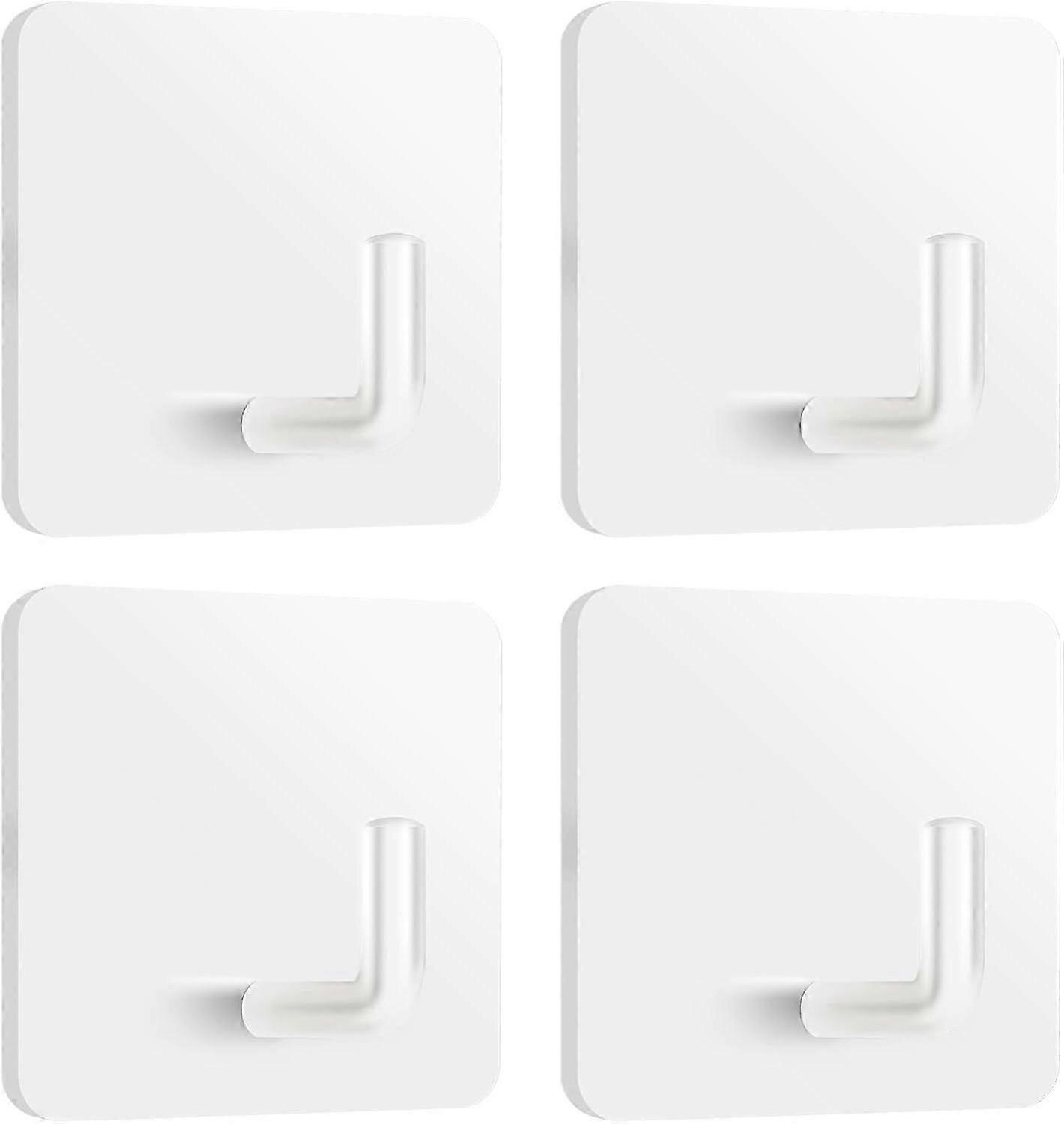 Adhesive Towel Hooks Towel Hooks for Hanging Robes Coat Hooks Stick on Wall Hooks Stainless Steel 4 Pack (White)