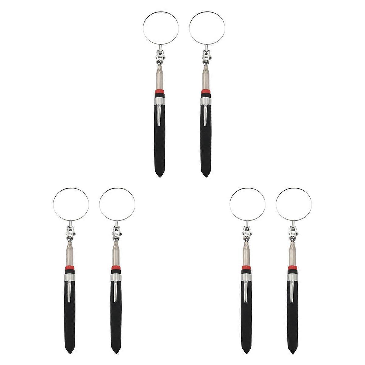 6-Pack -Inch Telescoping Inspection Mirror,Extends Up to 24.5 Inches,Black