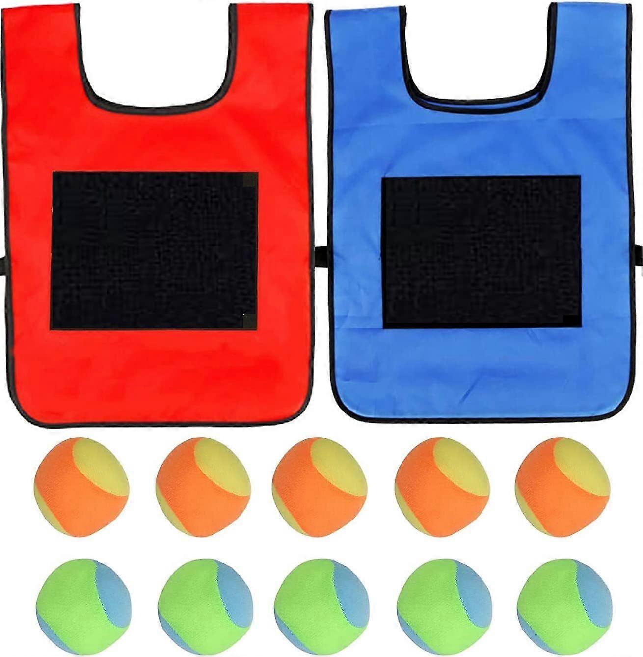 2 Pack Sticky Ball Vests, Dodgeball Game Set, Dodgeball Game Set, Kids Velcro Ball Game, Indoor and Outdoor Use, Throwing Game, Kids Gift (Including 1