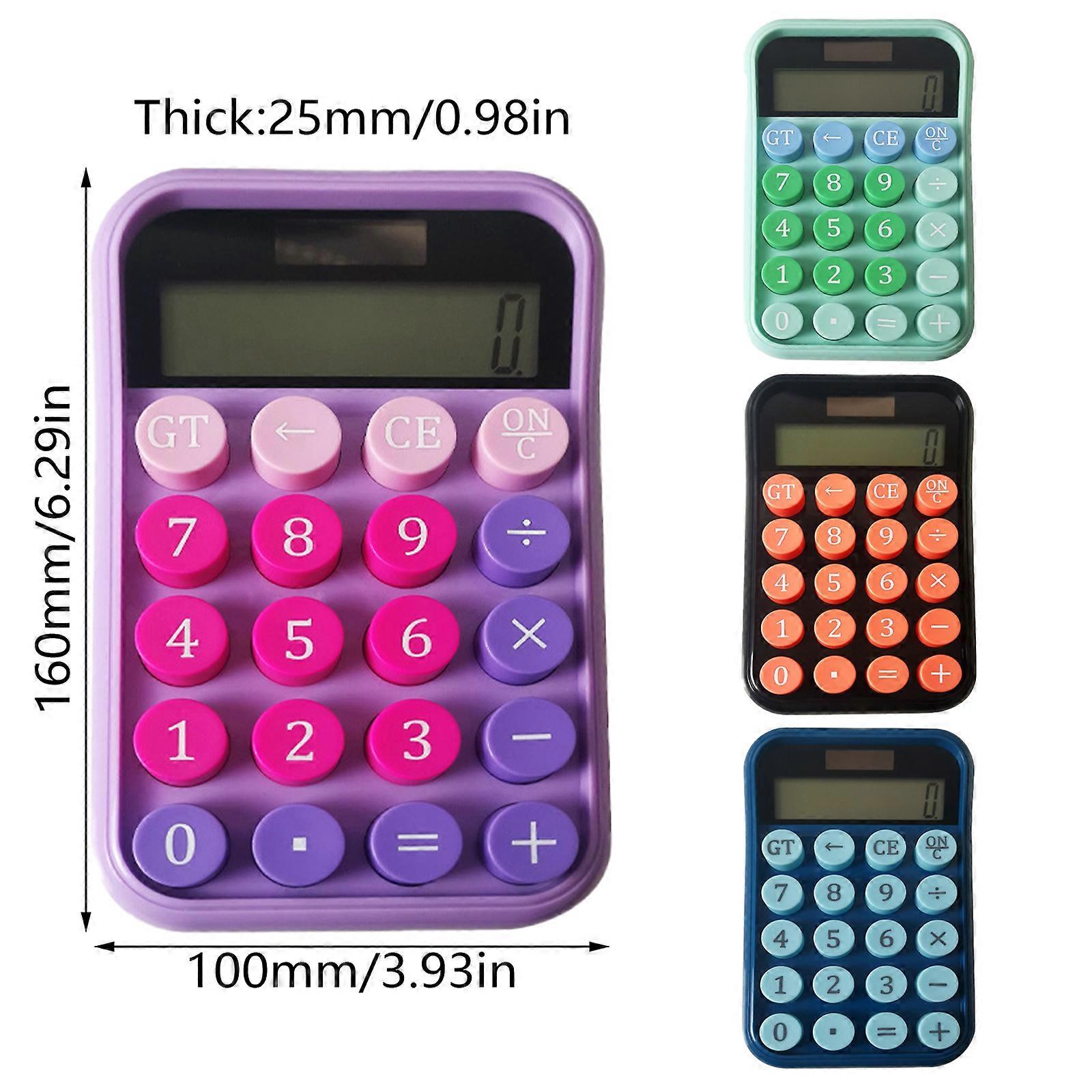 Portable 12Digit LCD Calculator Easy to Read Screen Slip Resistant Base Mechanical Keypad Calculator for Various Use  Green