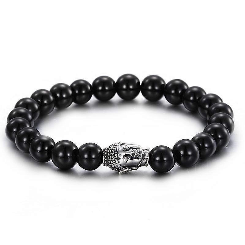 Bead Bracelet Round Black 10mm Round Beads Beaded Handmade Jewelry