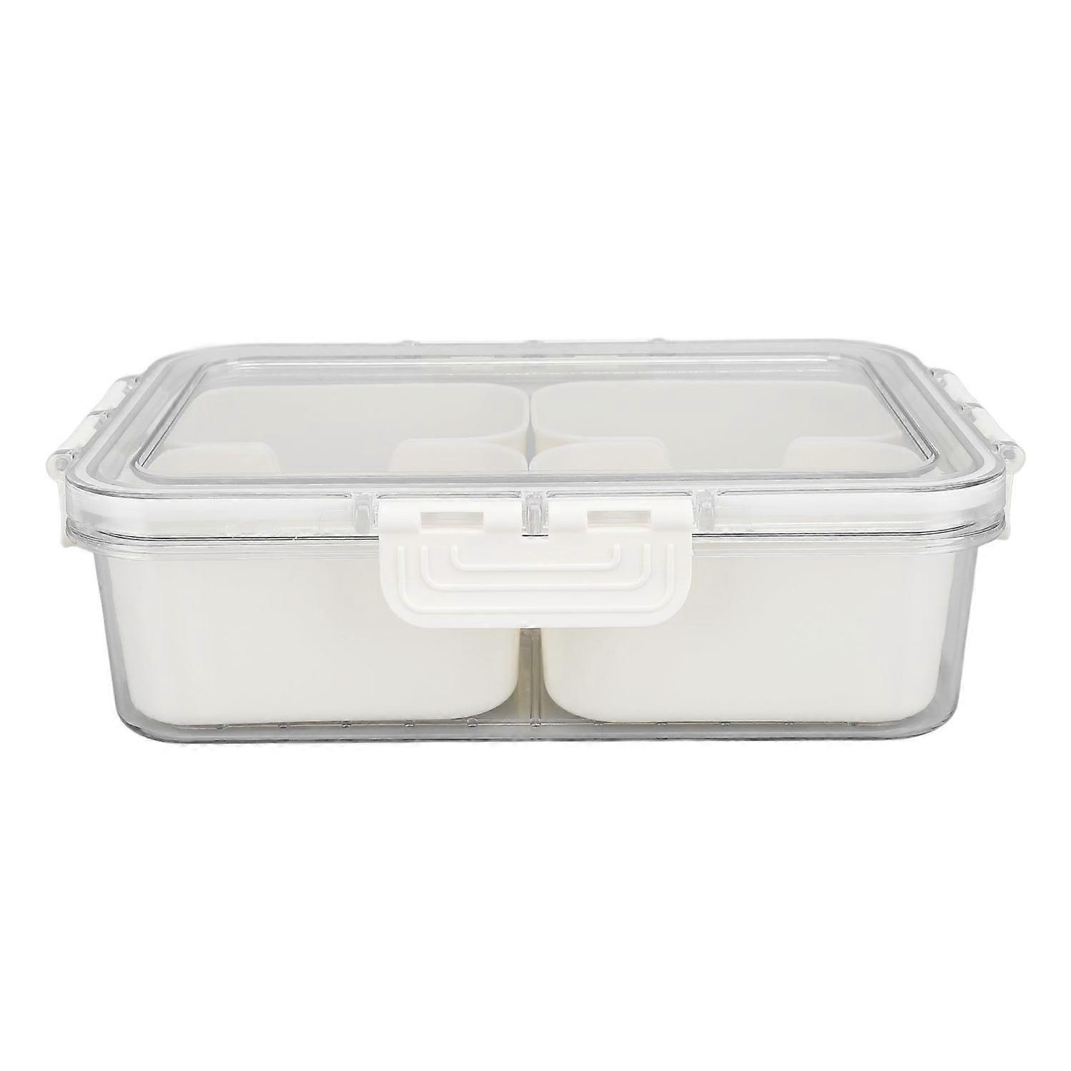 Divided Serving Box with Transparent Lid Removable Handle Snap Lock Portable Snack Platter for Spice