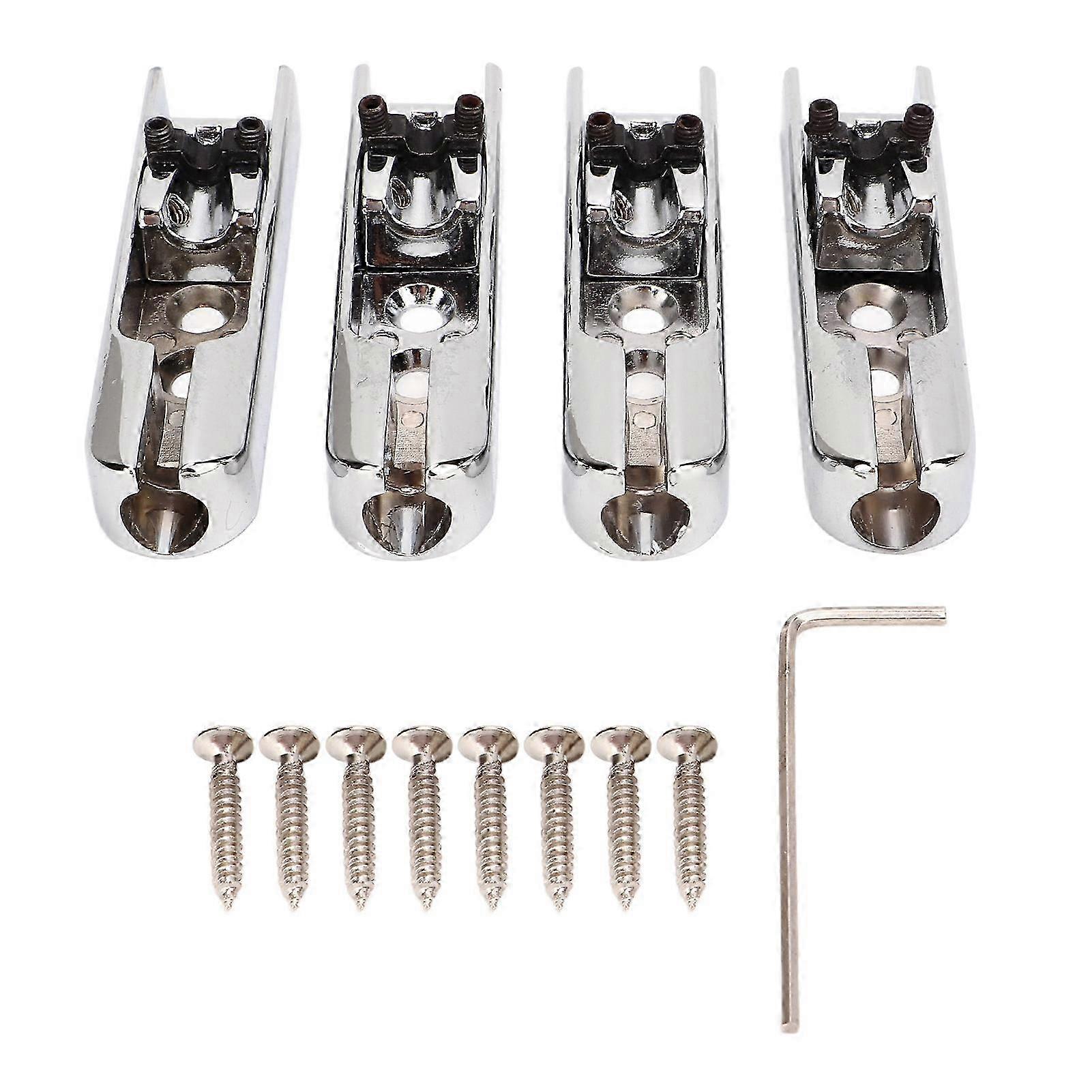 Ponte per basso elettrico in metallo resistente all'usura strutturato individuale a 4 corde per basso elettrico ponte argento