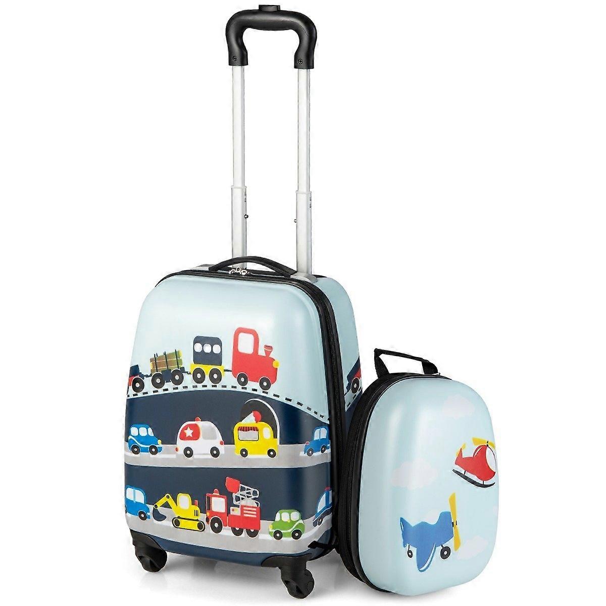 Valise rigide Set de 2 bagages à main avec roulette pivotante bleue