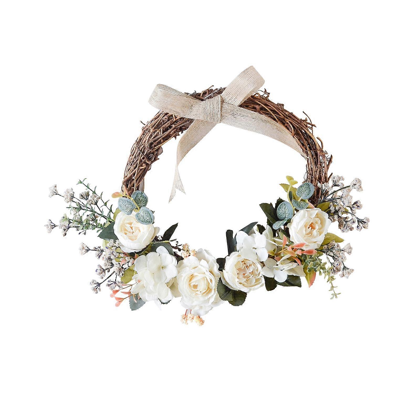 Artificial Flower Wreath Spring Summer Wreath Front Door Wreath for Indoor