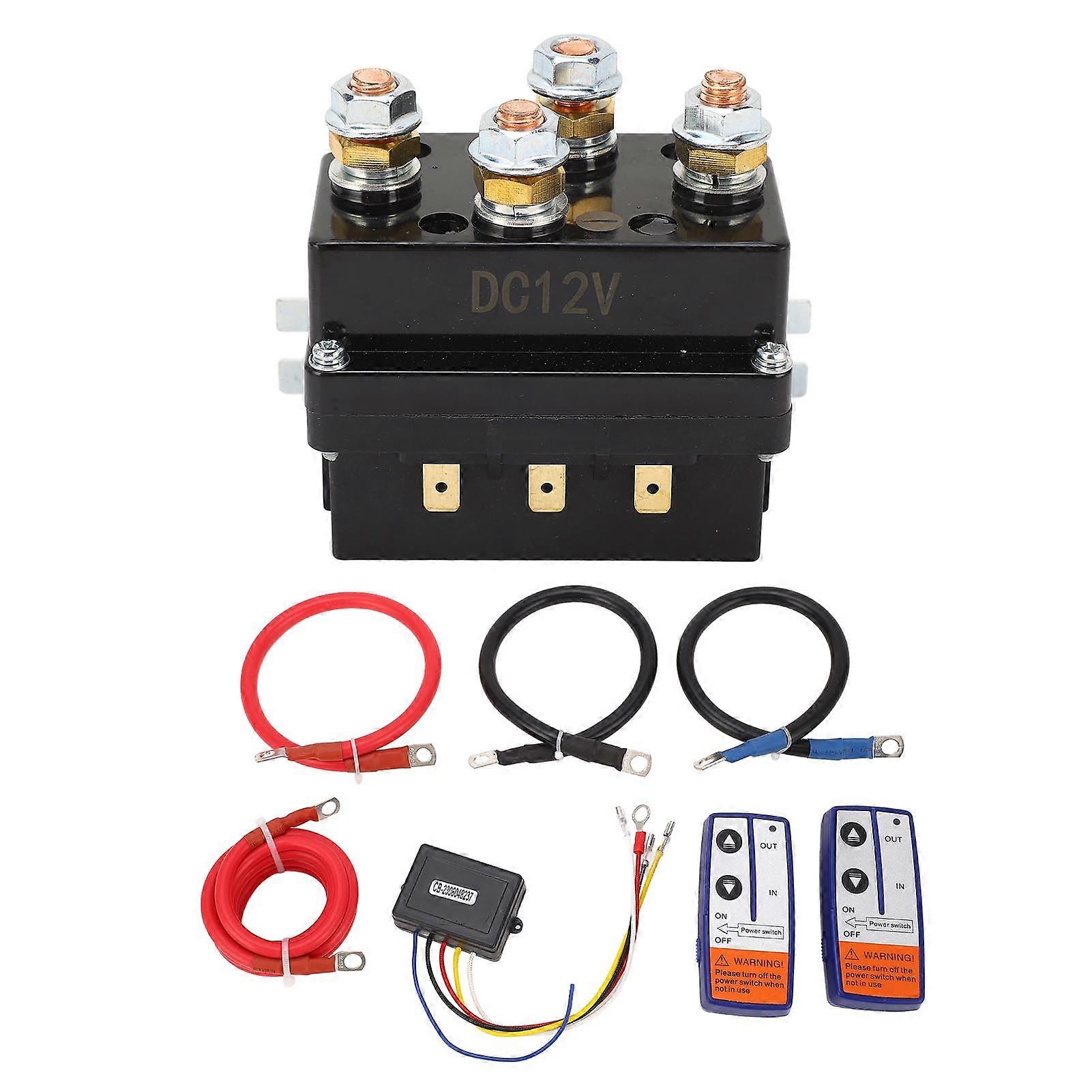 Winch Sole Relay Contactor 12V 250A with 2Pcs Wireless Remote Control Kit for ATV UTV Truck