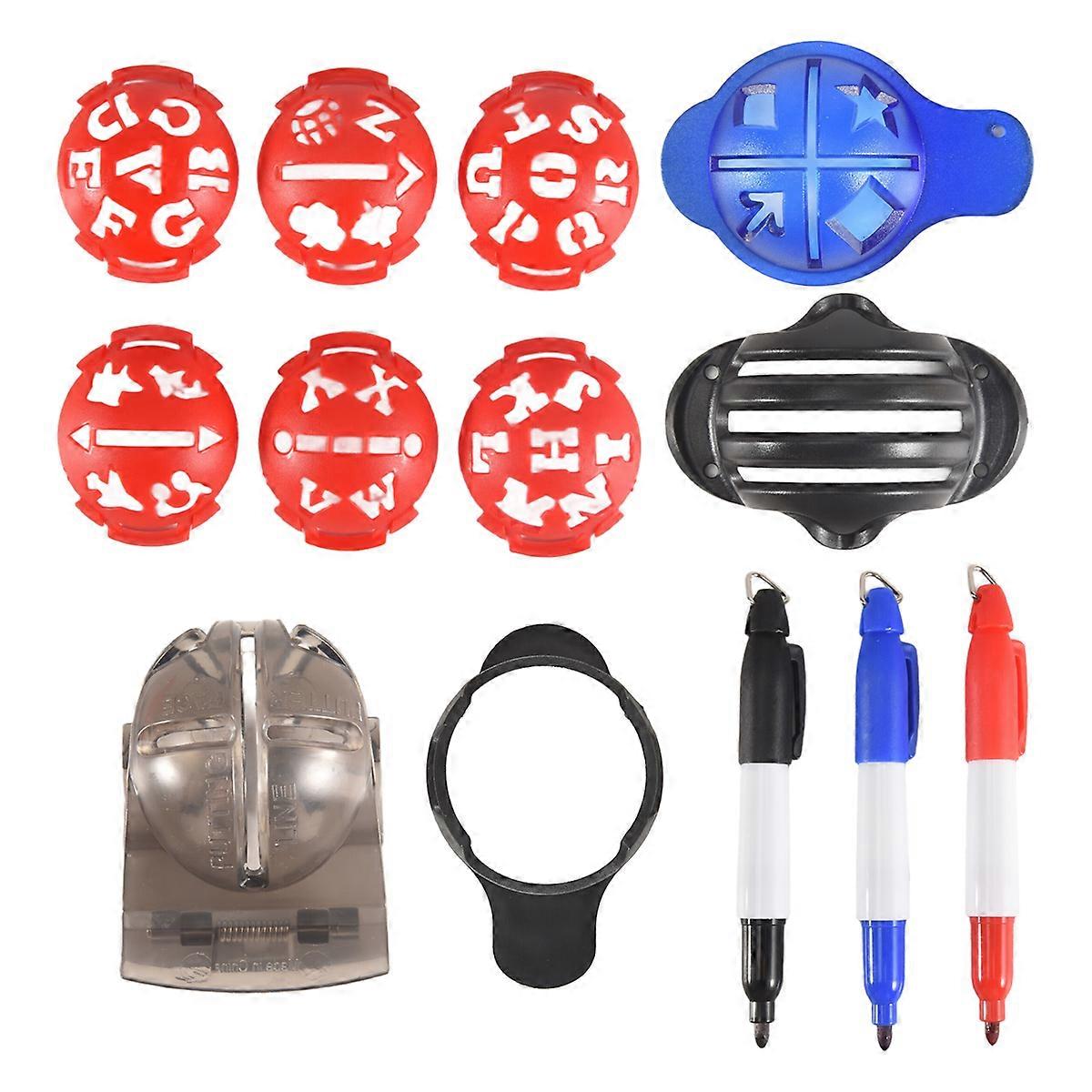 Golf Ball Marker,Color Line Markers Pens, Triple Track Plastic Golf Ball Marking Alignment Tool Kit,Red
