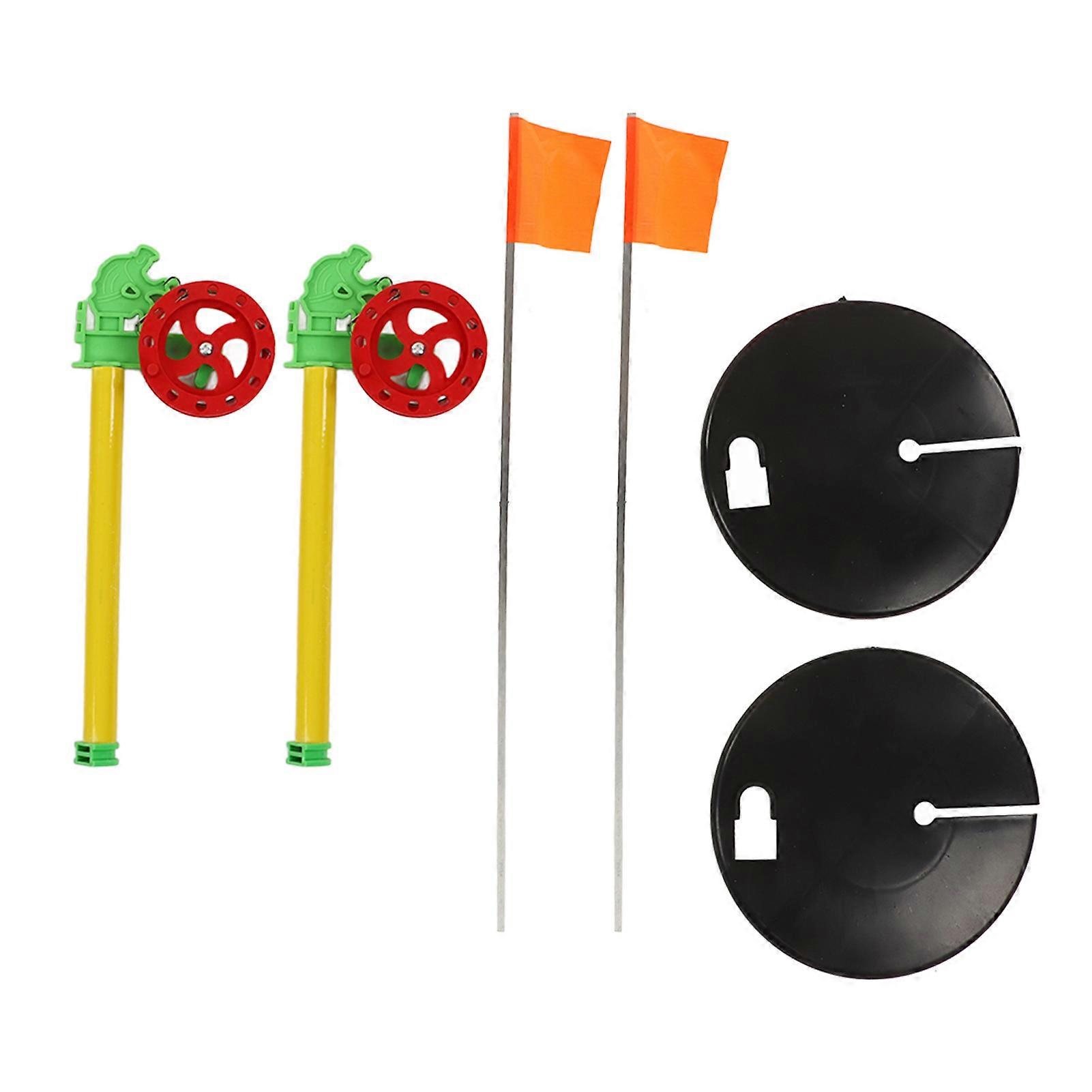 2PCS Winter Ice Fishing Flag with Hook and Line Floating Fishing Platform for Outdoor Snow Field