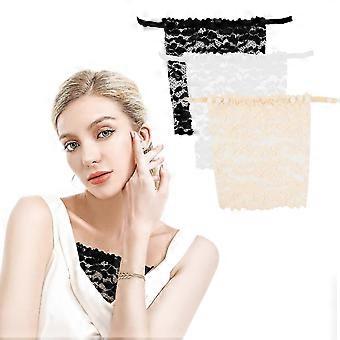 3 piezas de encaje con clip falso sujetador de camisola inserto, bralette cuello de encaje top bandeau sujetador con correa ajustable para mujeres, talla única