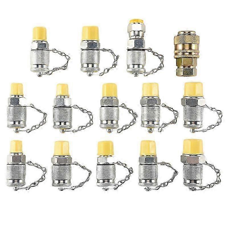 14Pcs Hydraulic Pressure Test Point Testing Coupling Adapter Set for Hydraulic System Kit