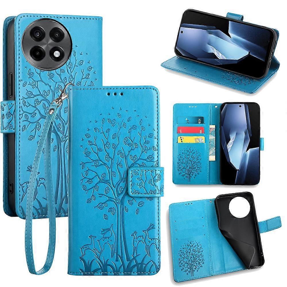 Tree & Deer Embossed Leather Phone Case For OnePlus Ace 5 / 5 Pro