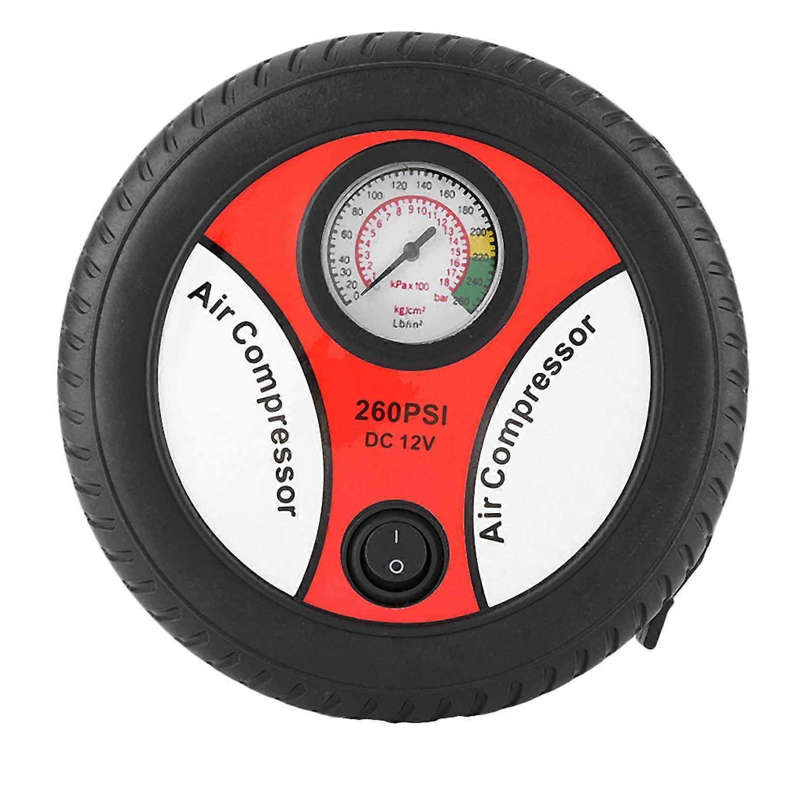 12V Portable Air Compressor Pump with Visual Gauge 260PSI Black