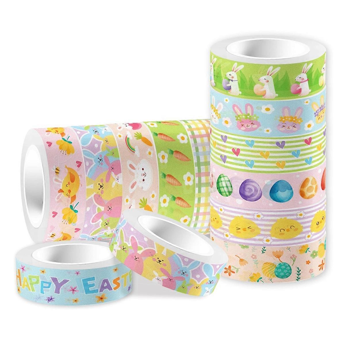 12 Pcs Easter Washi Tapes Set Easter Bunny Chick Gnom Pattern Masking Tape Easter Themed Decorative