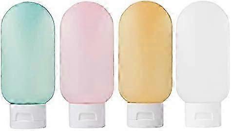 Travel Bottle, 4 Pcs Leak Proof Refillable Squeezable Containers Set (60 ml) with Label and Transparent Carry Bag for Liquid Shampoos, Soap and Toilet