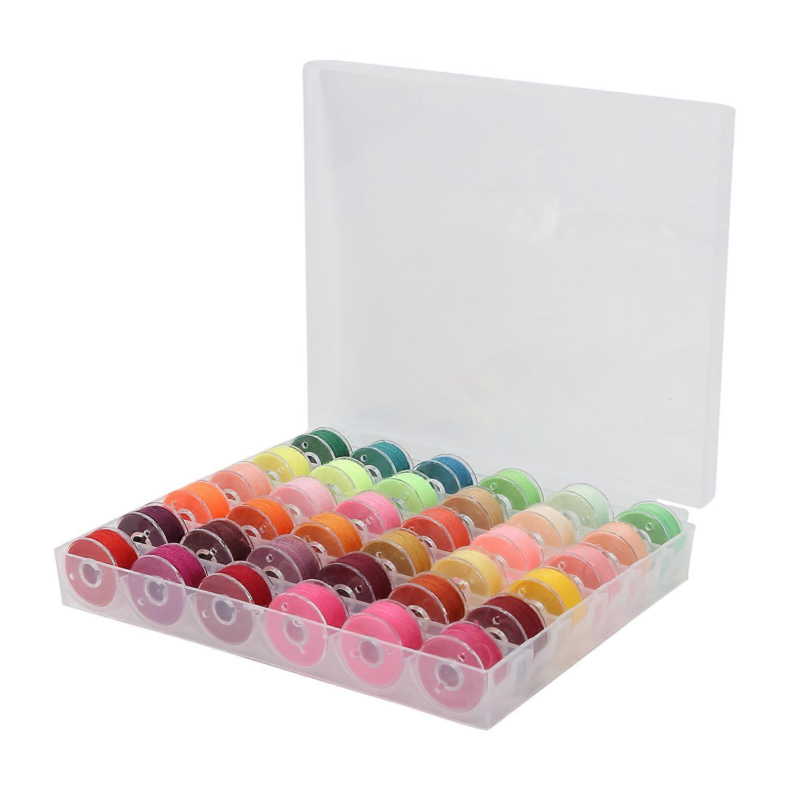 36-Color Polyester Sewing Thread Set with Transparent Bobbin Box