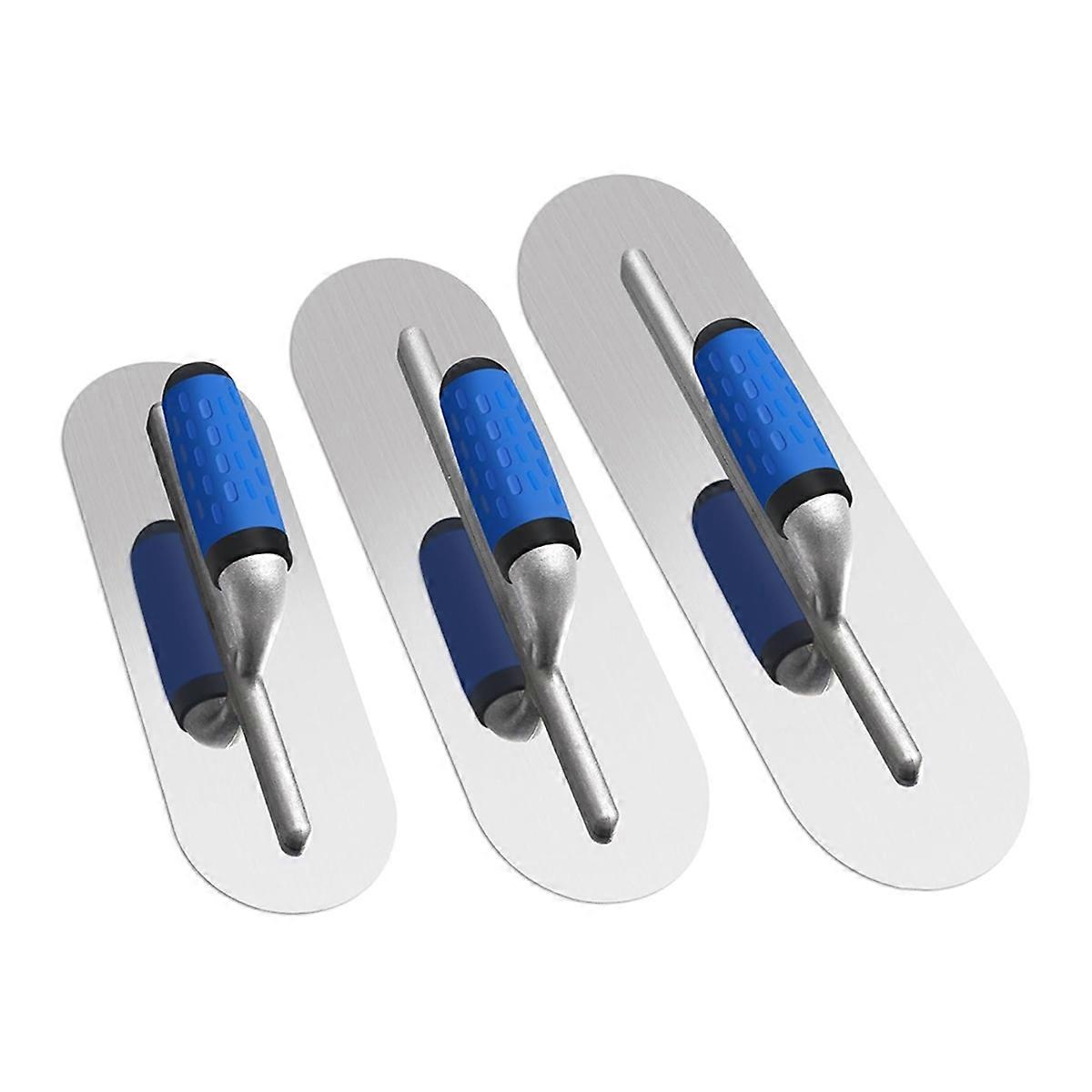 Conjunto de 3 peças de espátula de aço inoxidável para piscina (16 polegadas/14 polegadas/12 polegadas) plana