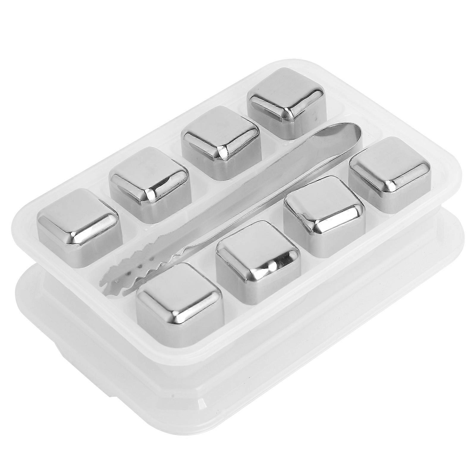 Stainless Steel Ice Cubes Reusable Whiskey Wine Chilling Stones with Ice Tong Storage Box