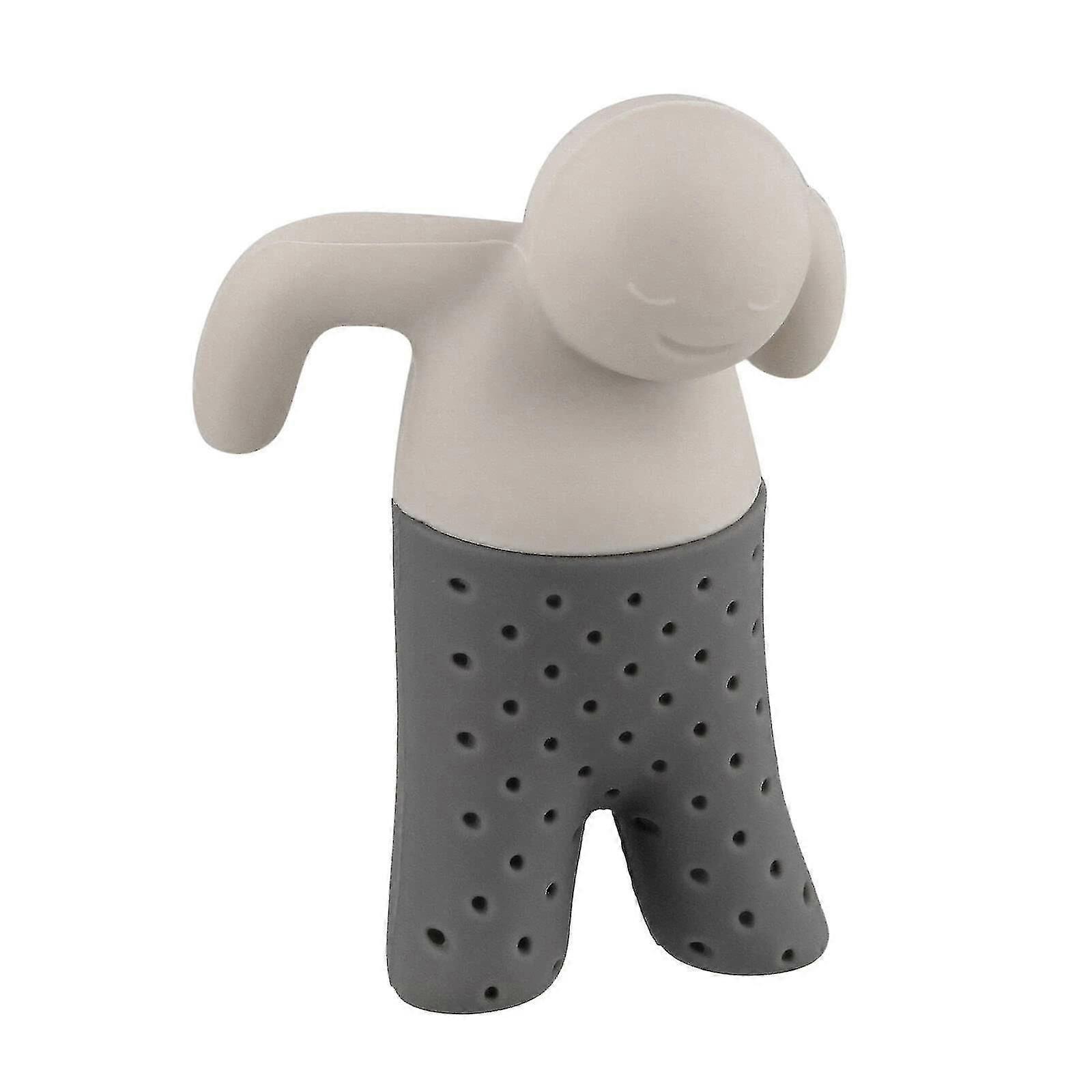 2 Pc Little Man Tea Infuser, silikone te sien til løs te, tilfældig farve