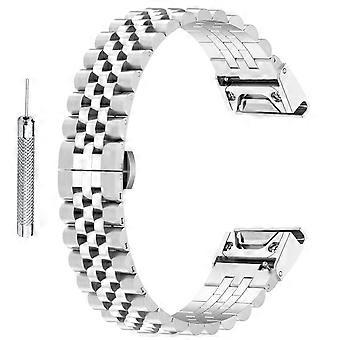 Udskiftning urrem kompatibel til Garmin Fenix 7S / 6S / 5S rustfrit stål urrem med værktøj