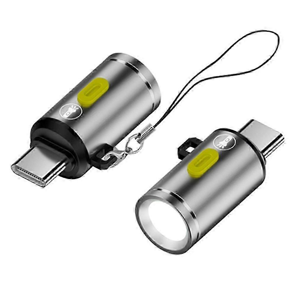 Mini Led Flashlight Type C Plug Rechargeable Portable Torch For Outdoor Home Emergency - Black
