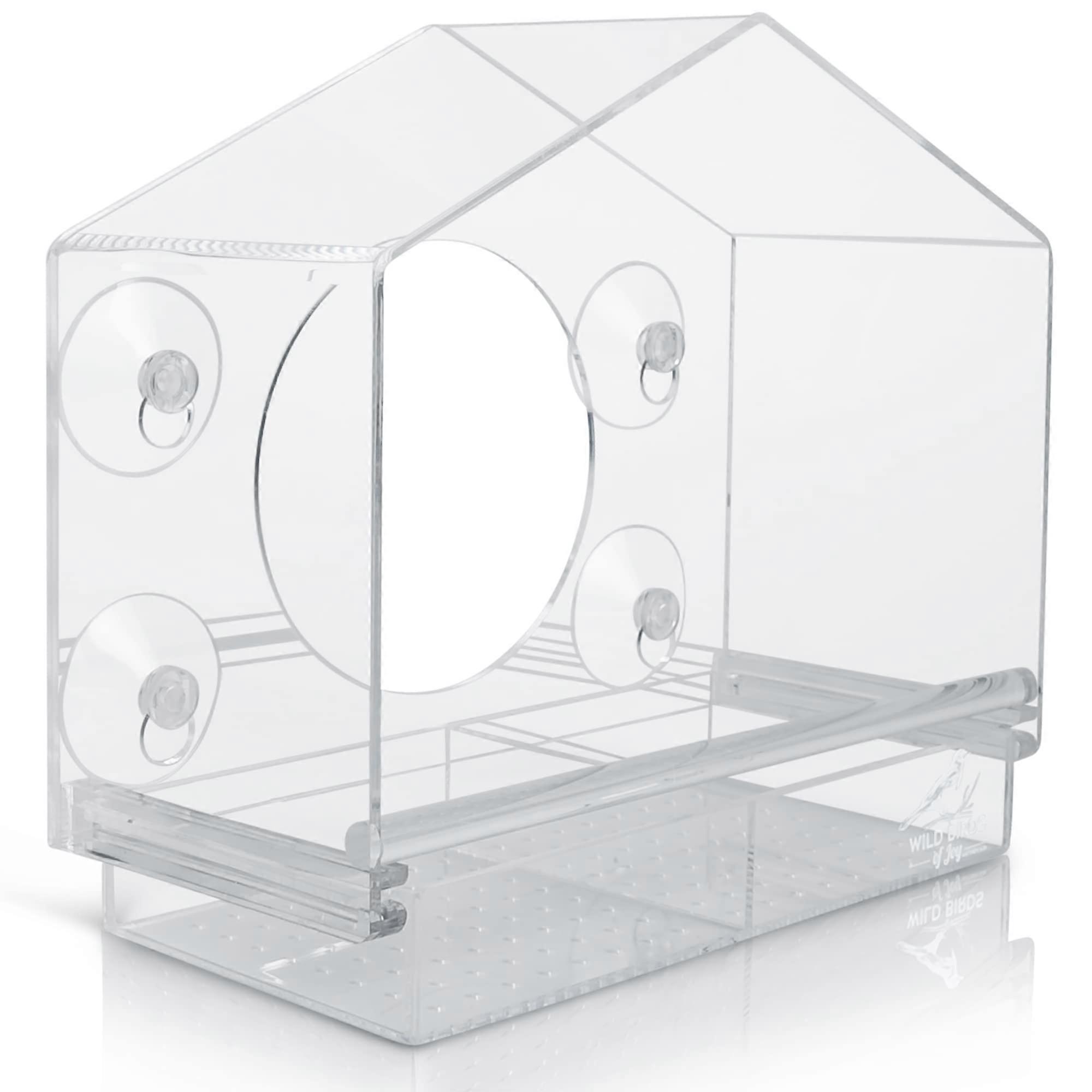 Super Powerful Suction Bird House Window Feeders with Locked Sliding Seed Trays, Durable Acrylic Design