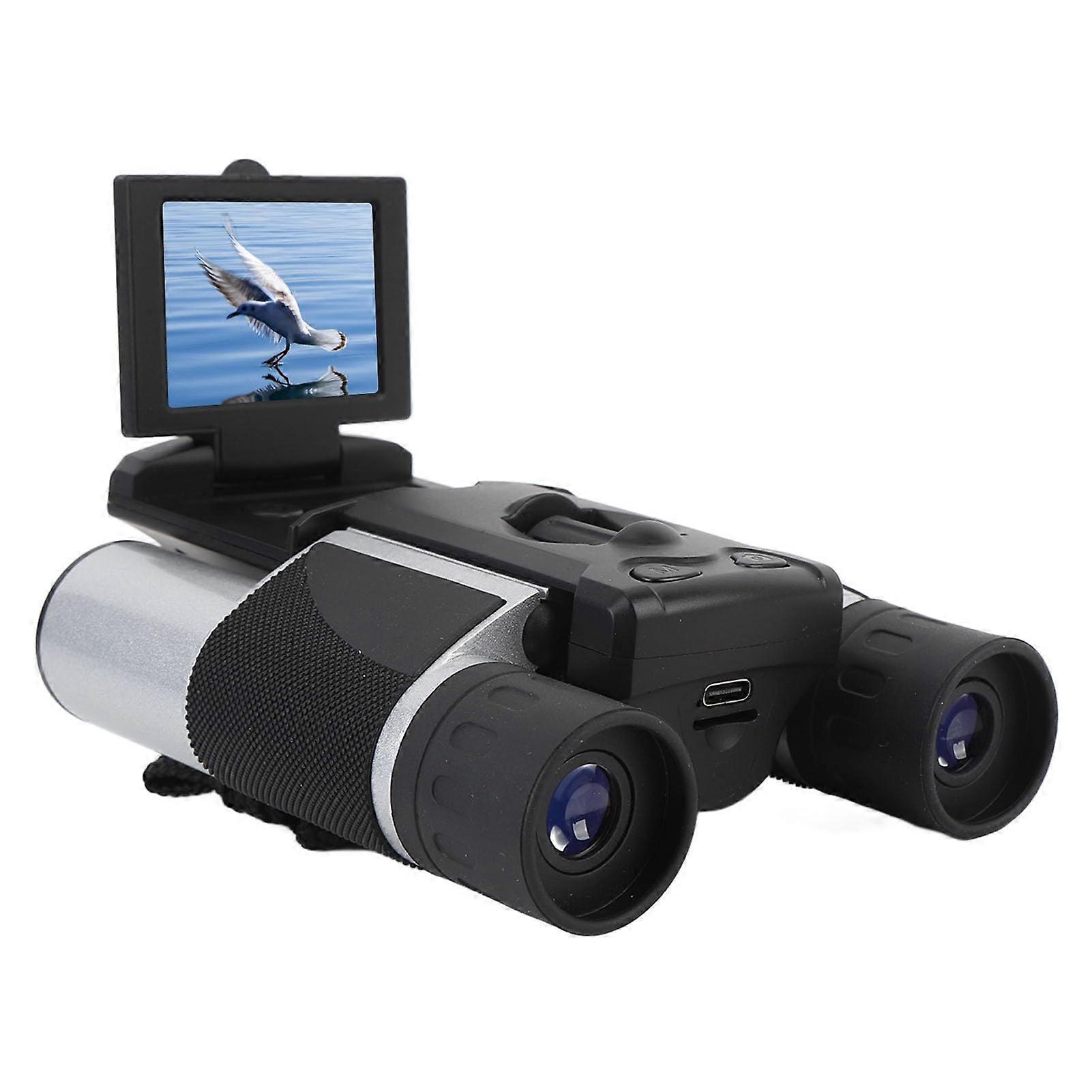 10x25 Binoculars with Camera - 2-Inch Display, 48MP, 2.5K Binoculars, TF Card, Video Recorder, Bird Watching, Silver