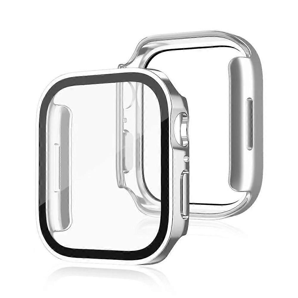 2 PCS Case for Apple Watch Series 4/5/6/SE  44mm with Tempered Glass Screen plating Ultra-Thin Shockproof HD Clear Film Protector Shell