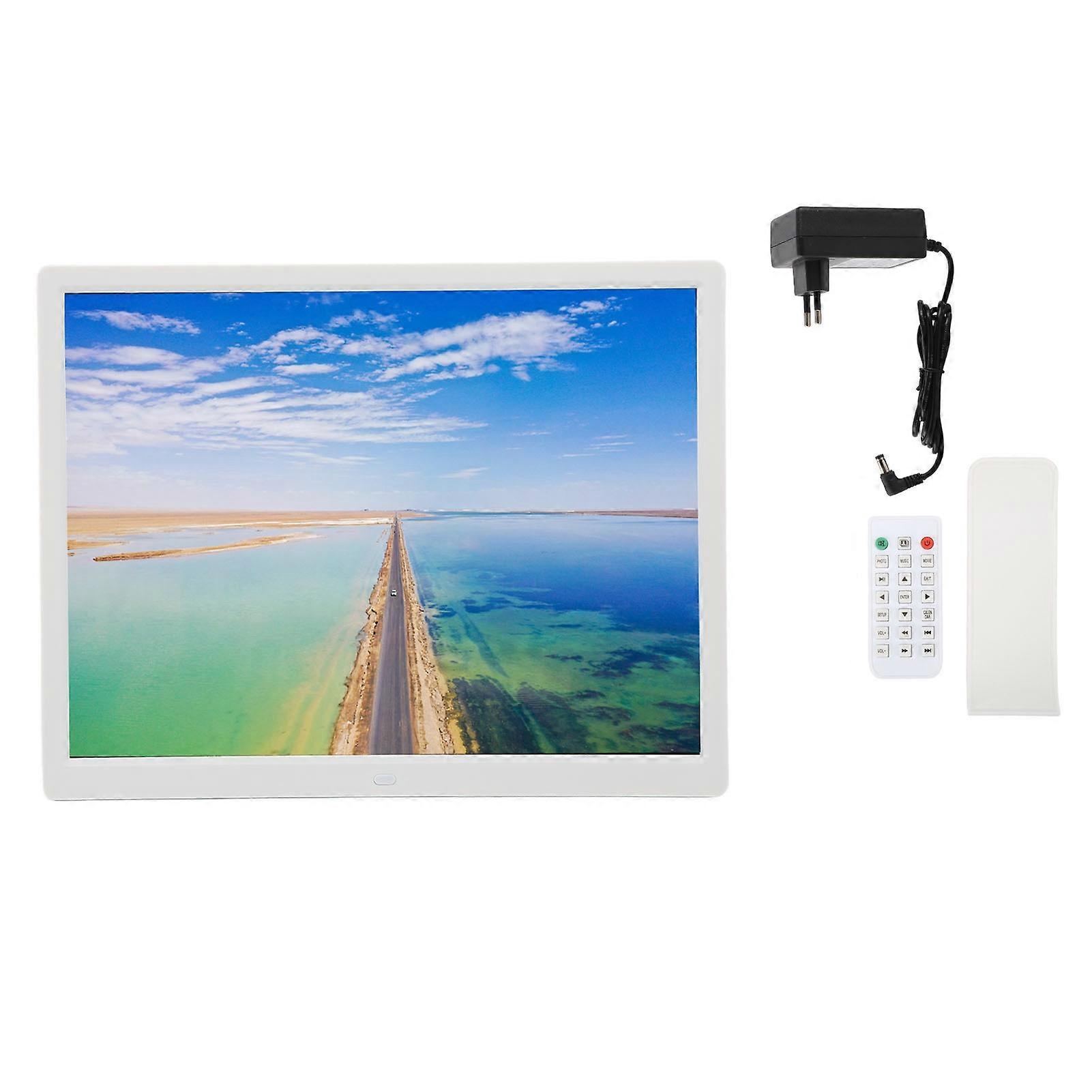 Foto digital 15 polegadas HD Video Music Playback Electronic Picture Frame com relógio calendário branco