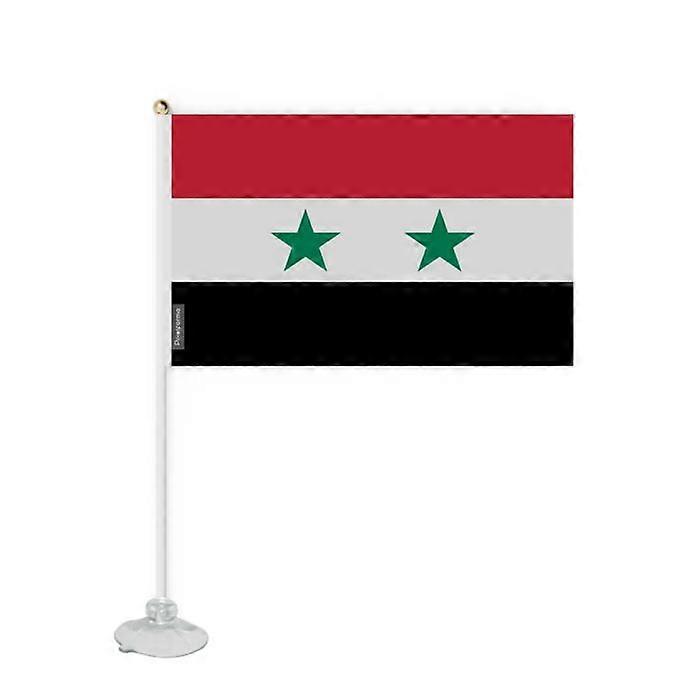 Flag - Mini - Syria - 14 x 21 cm - Polyester - Suction cup included - Front/back