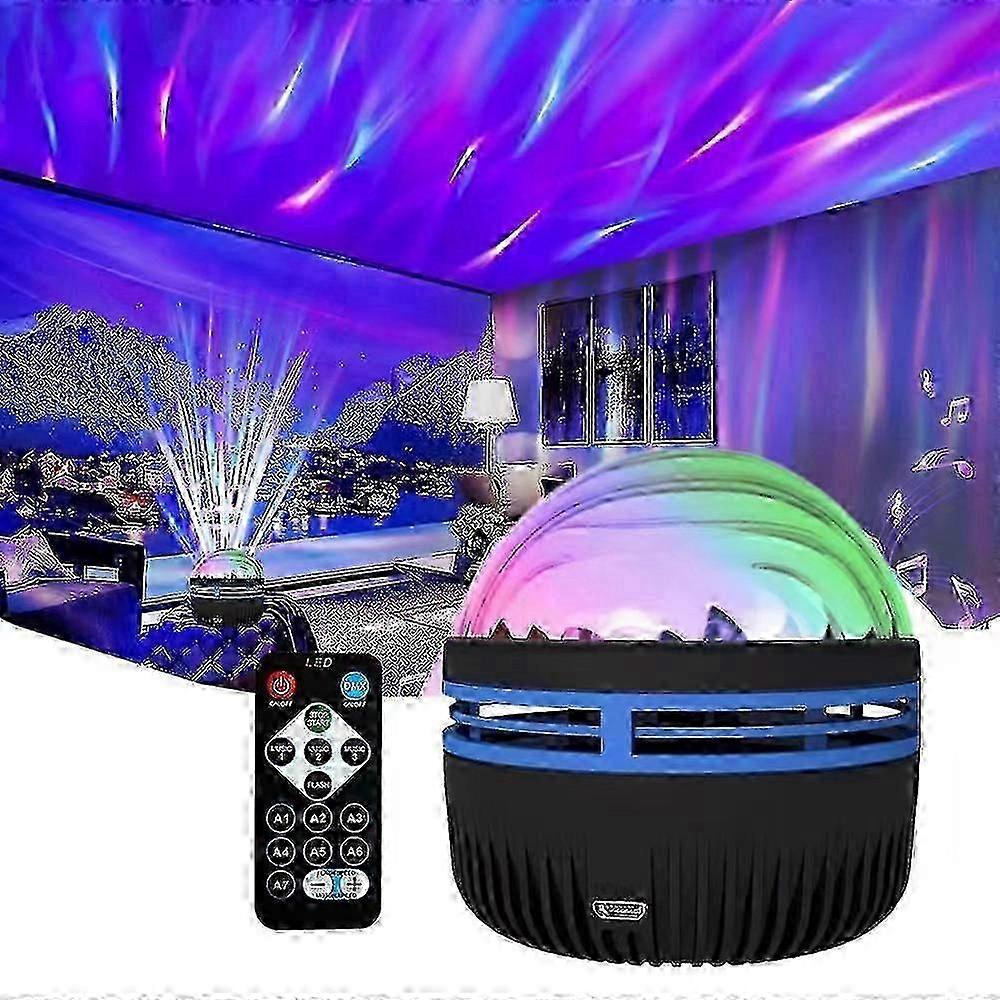 Projecteur Galaxy Aurora avec 7 modes d’éclairage - Lumières du Nord Ocean Wave Veilleuse Pour Chambre / Fête (Synchronisation Musicale À Distance)_mm2 -CN-WR