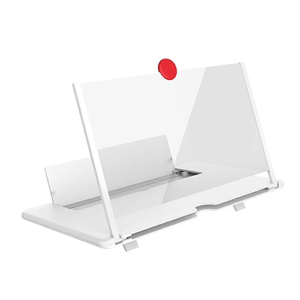 Professional Folding Mobile Phone Screen Magnifier Pulling Type 3D Effect Amplifier Magnifying Glass with Desk Bracket  White