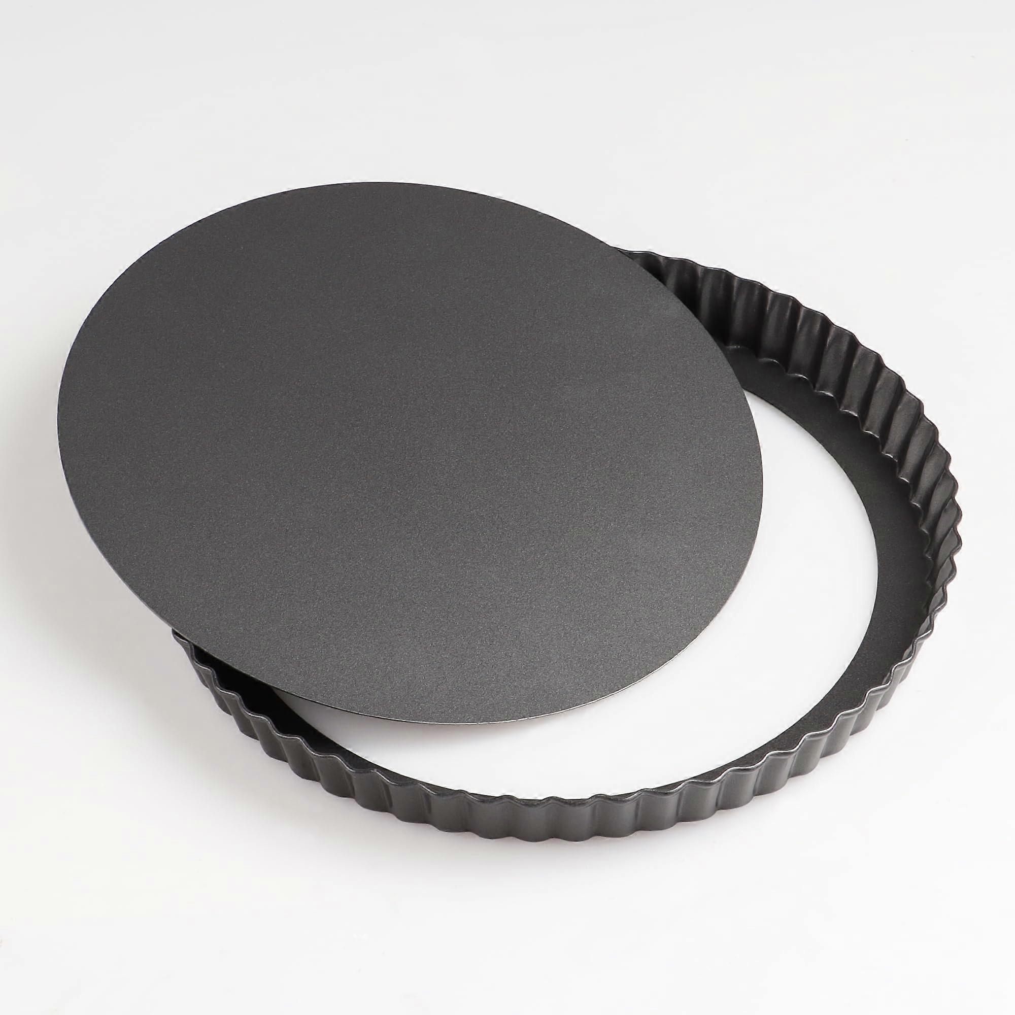 24 cm Round Non-Stick Baking Mould with Removable Base, Dishwasher Safe Tart Pan, Pizza and Cake Tray 24cm x 3cm