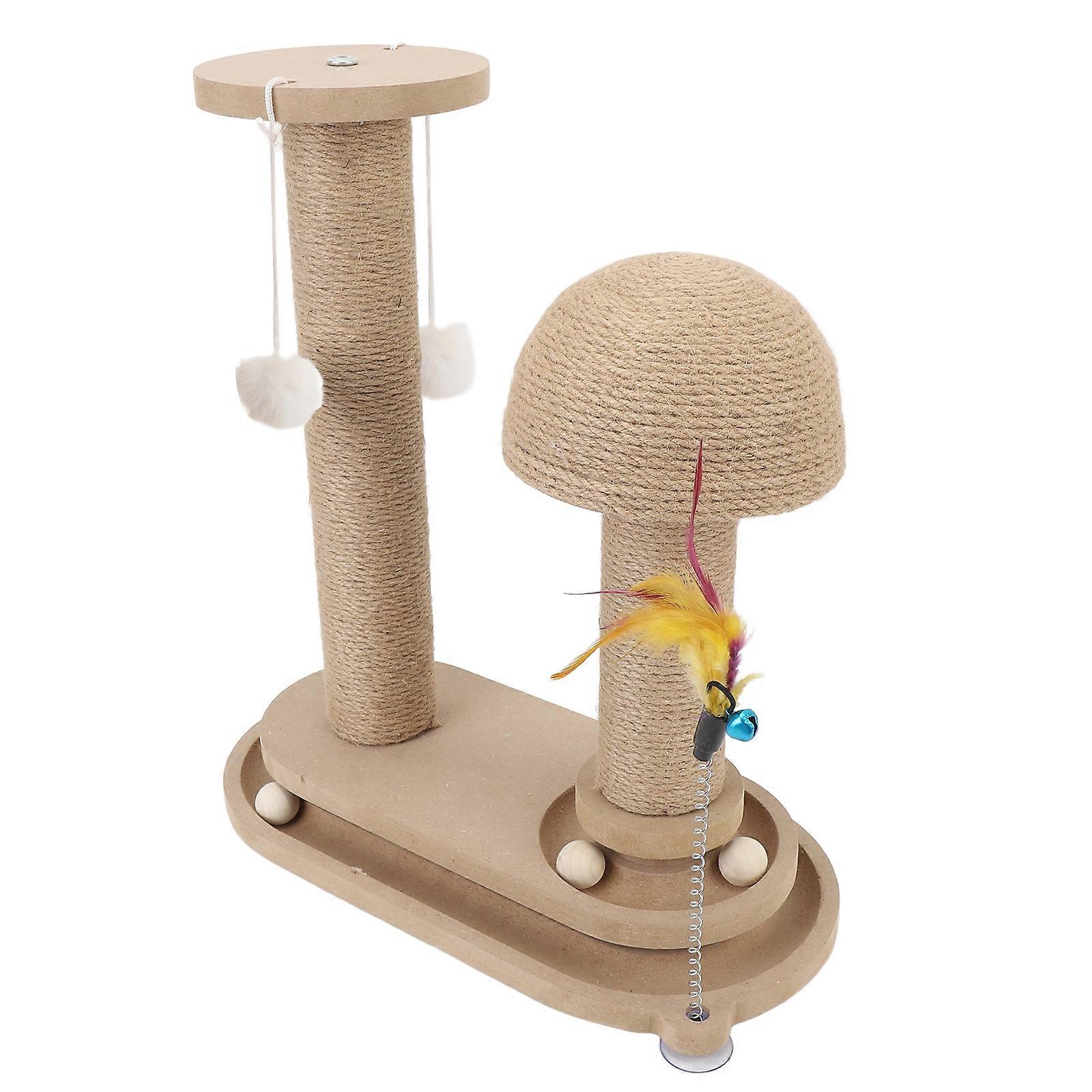 Cat Scratching Post Stable Structure Density Board Interactive Turntable Design Cat Scratcher with Ball Toy for Indoor 