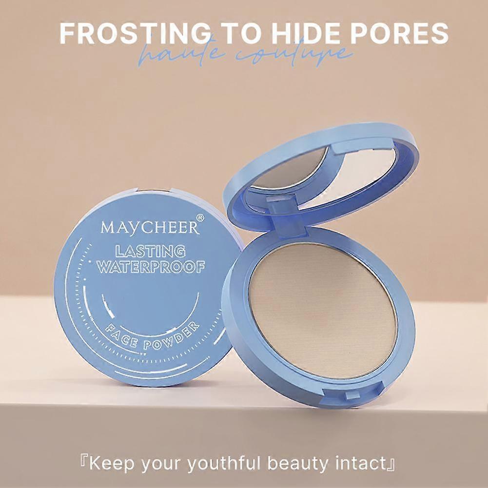 2# Naturlig farve (B) $MAYCHEER silkeagtig mat blød let skønhedspresset pulver langtidsholdbar makeup vandtæt og svedtæt