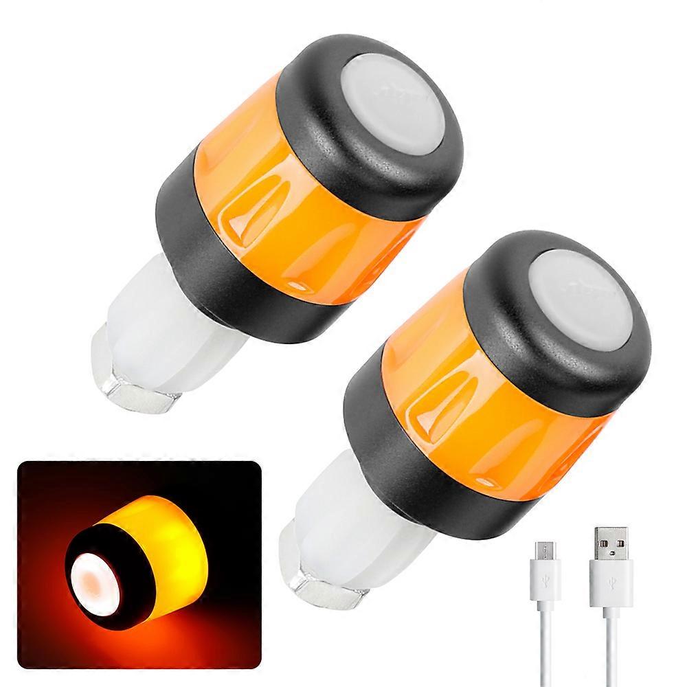 2pcs Electric Scooter Handlebar Lights LED Warning Light Handlebar Plug Waterproof & Dustproof