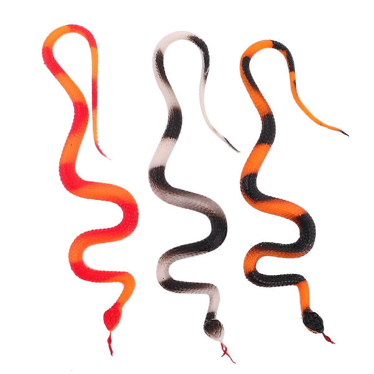3pcs Simulation Snake Toy Realistic Snake Prank Prop Cosplay Props Tricky Toys For Halloween Festival (Black White + Black Yellow Yellow)